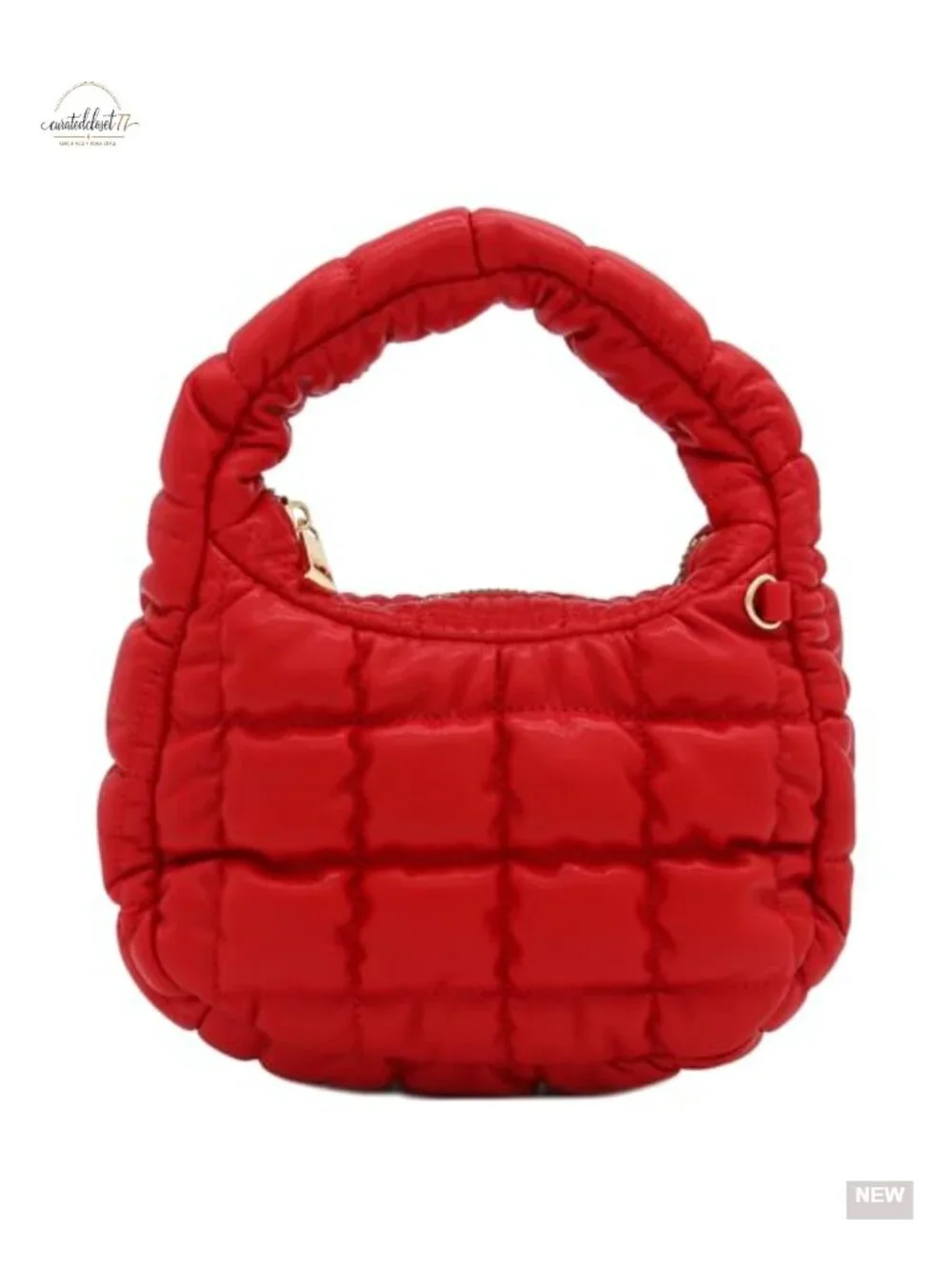 Mini Quilted Soft PU Leather Crescent Puffer Crossbody Evening Bag